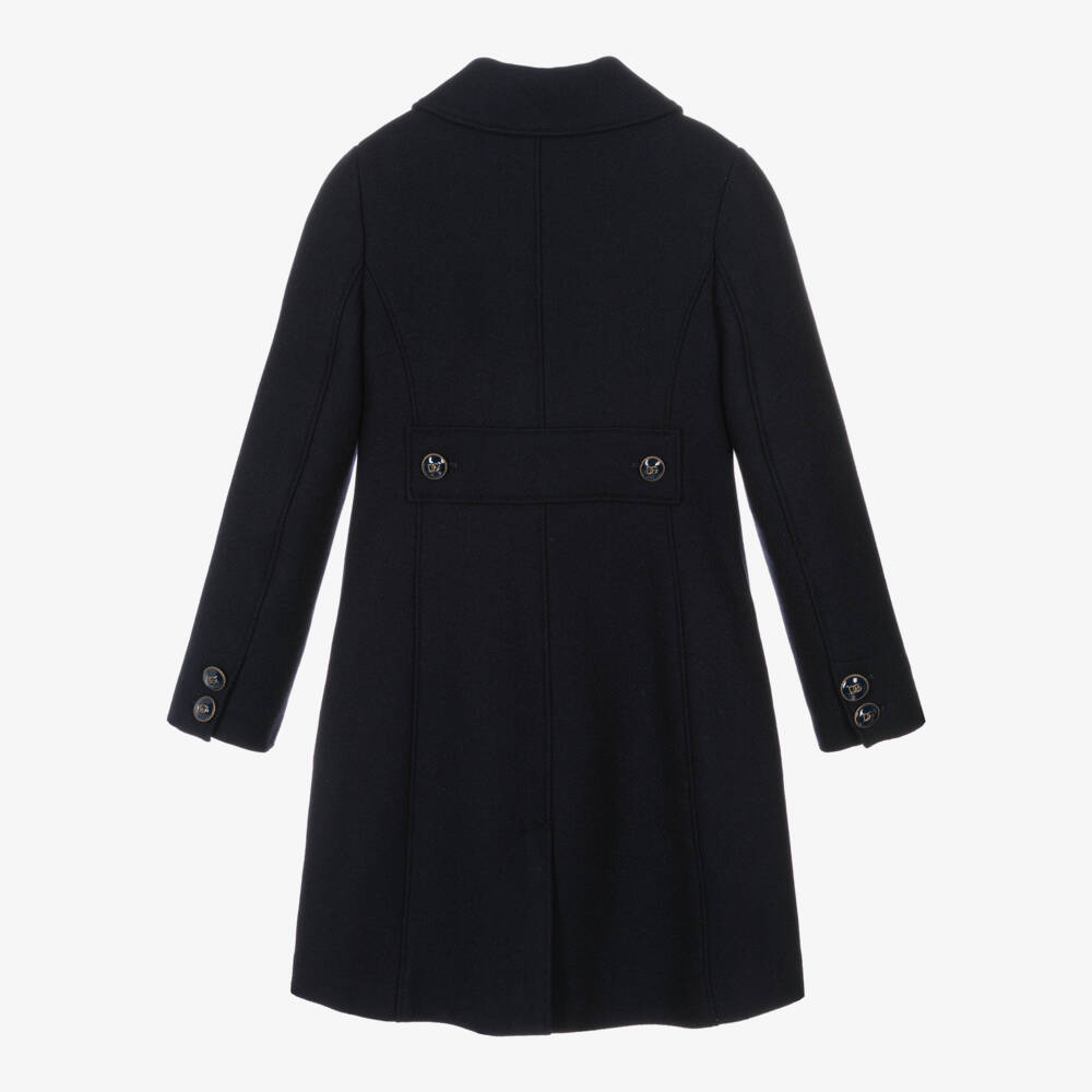 Dolce & Gabbana-Girls Elegant Woollen Navy Coat | Childrensalon Outlet