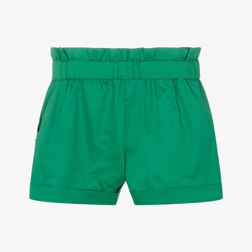 Dolce & Gabbana-Шорты из хлопка с поясом для девочек изумрудные | Childrensalon Outlet