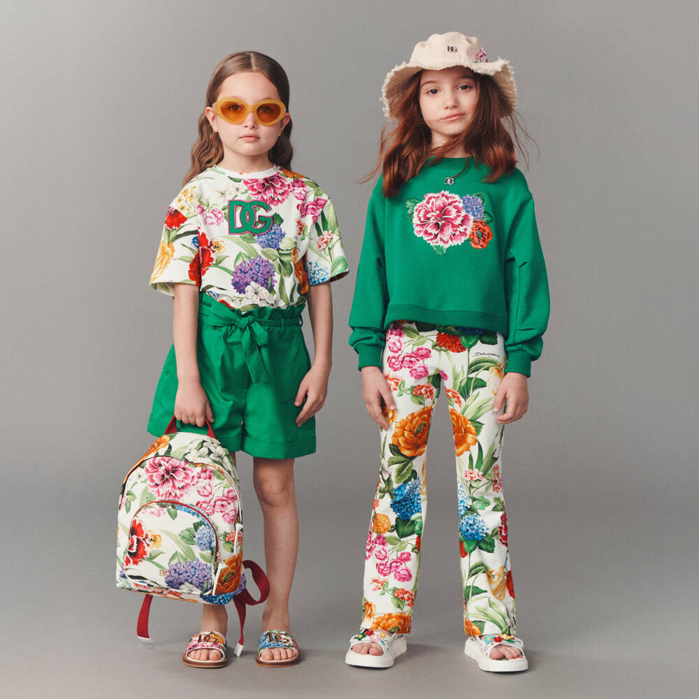 Dolce & Gabbana-Изумрудный топ с цветочной вышивкой для девочек | Childrensalon Outlet