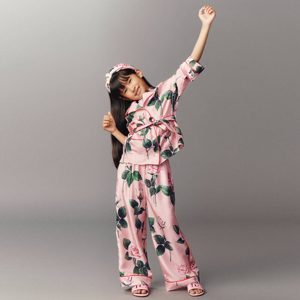 Dolce & Gabbana-Girls Floral Cotton Comfort Trousers | Childrensalon Outlet