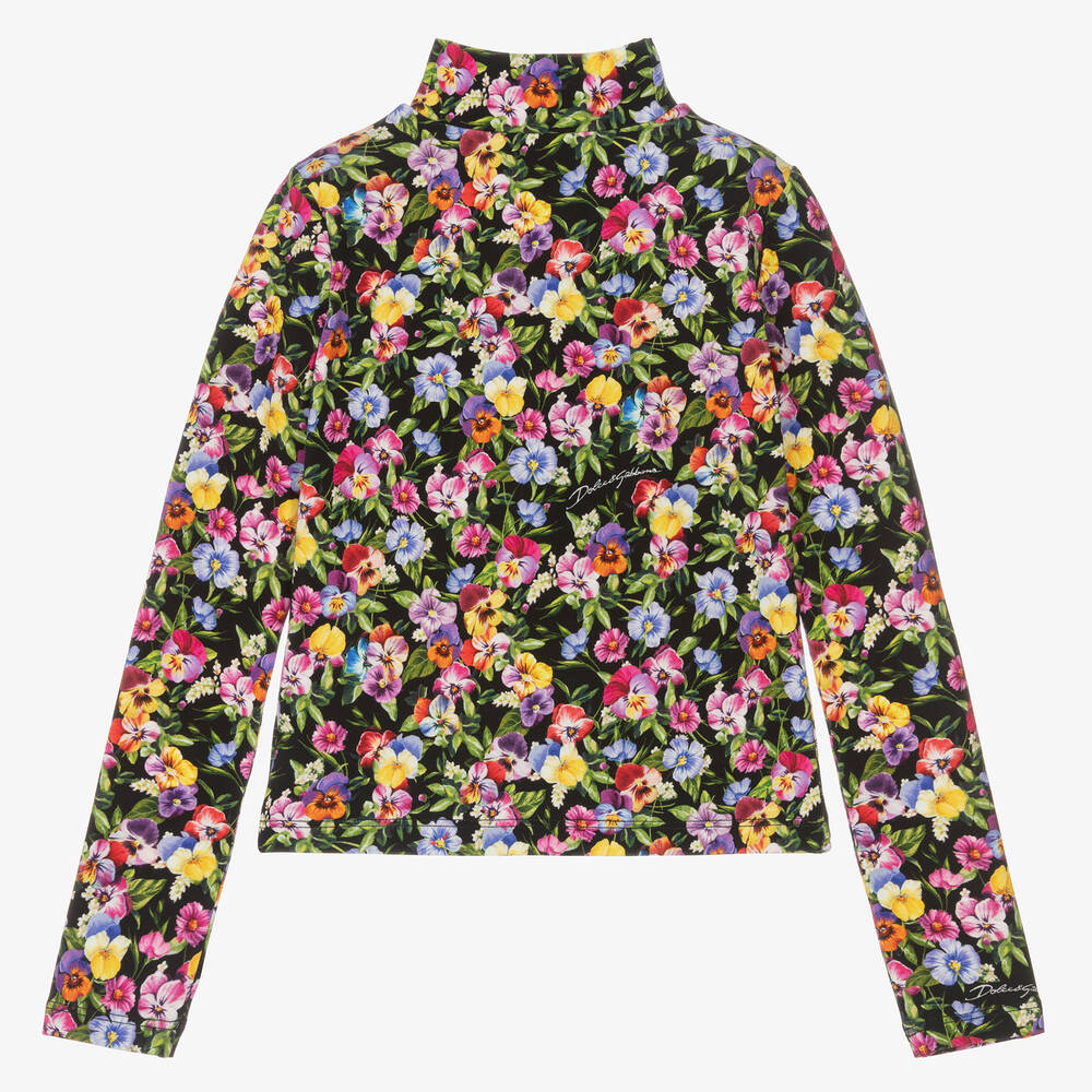 Dolce & Gabbana-Хлопковая водолазка в цветочек | Childrensalon Outlet