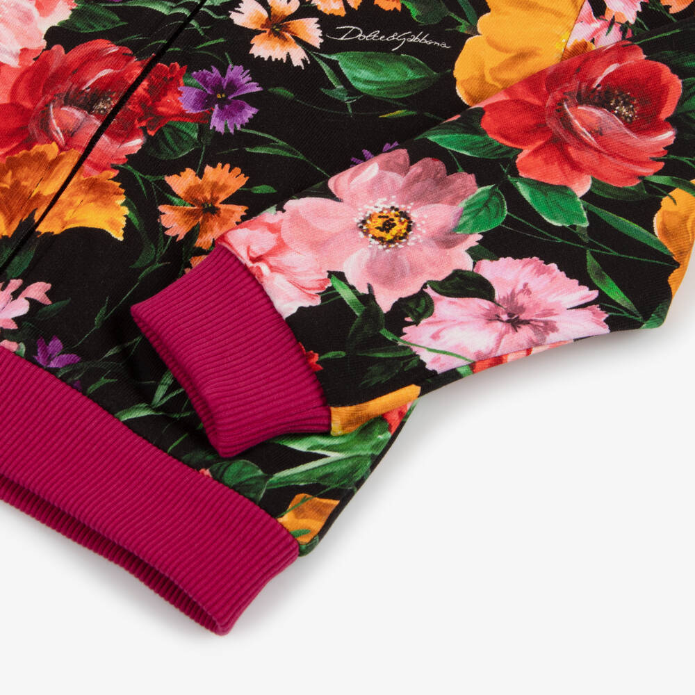 Dolce & Gabbana-Girls Floral Cotton Zip Top | Childrensalon Outlet