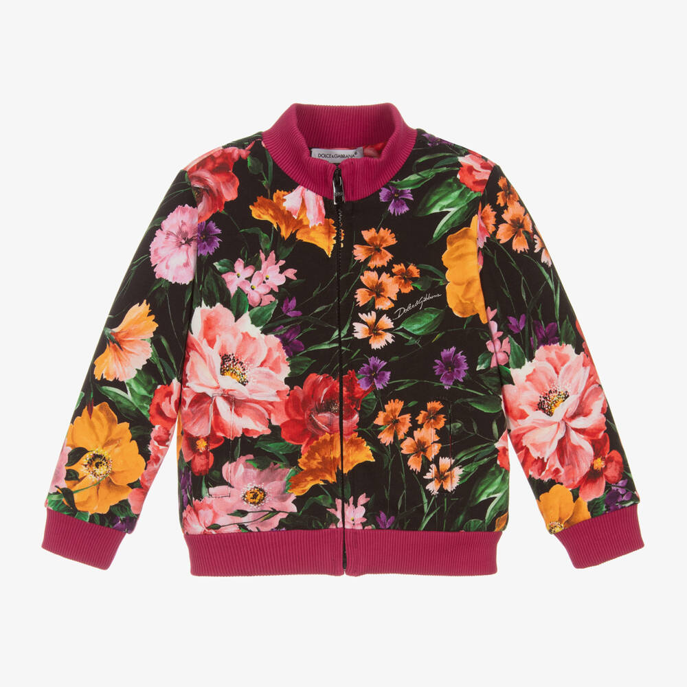 Dolce & Gabbana-Girls Floral Cotton Zip Top | Childrensalon Outlet