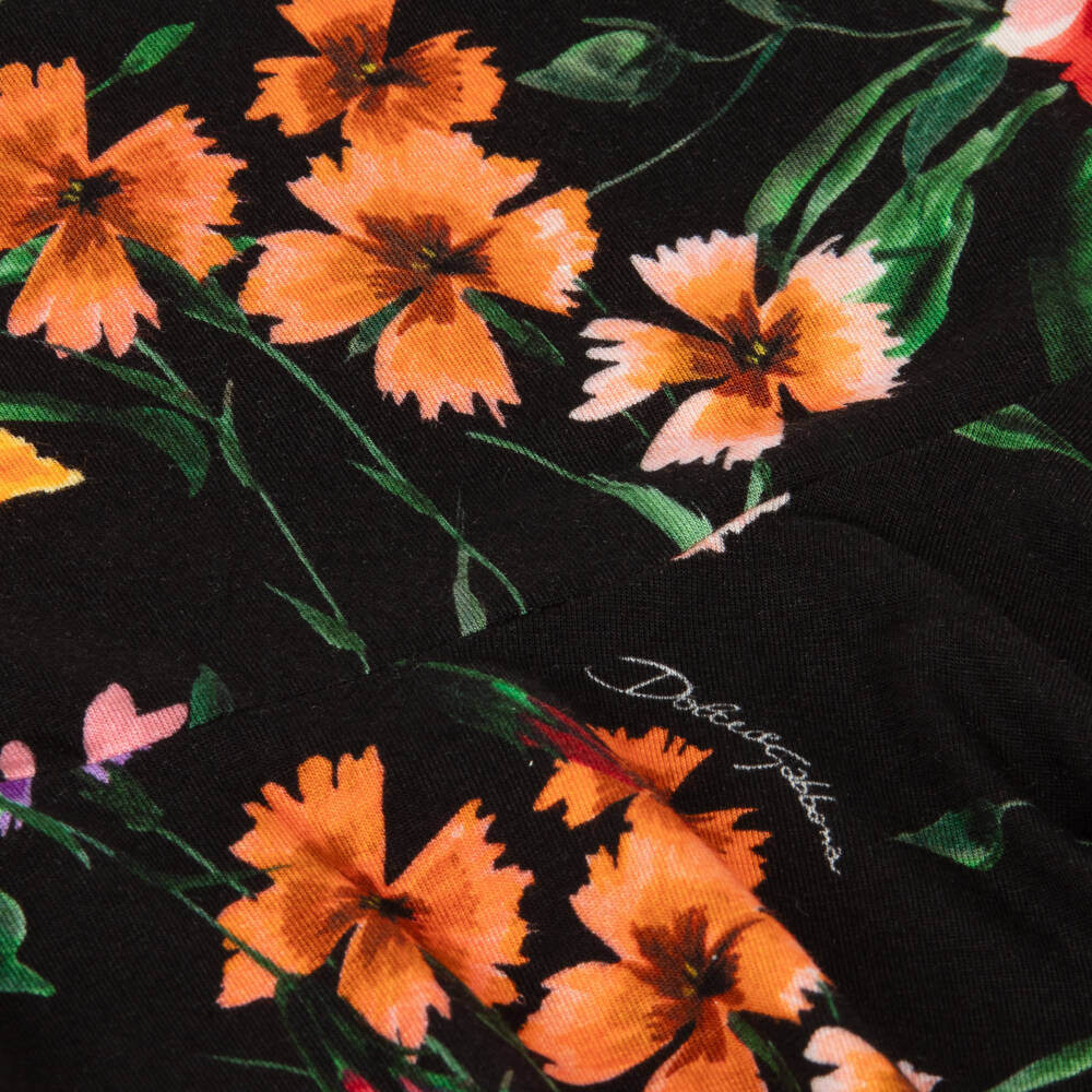Dolce & Gabbana-توب بطبعة ورود لون أسود للبنات | Childrensalon Outlet