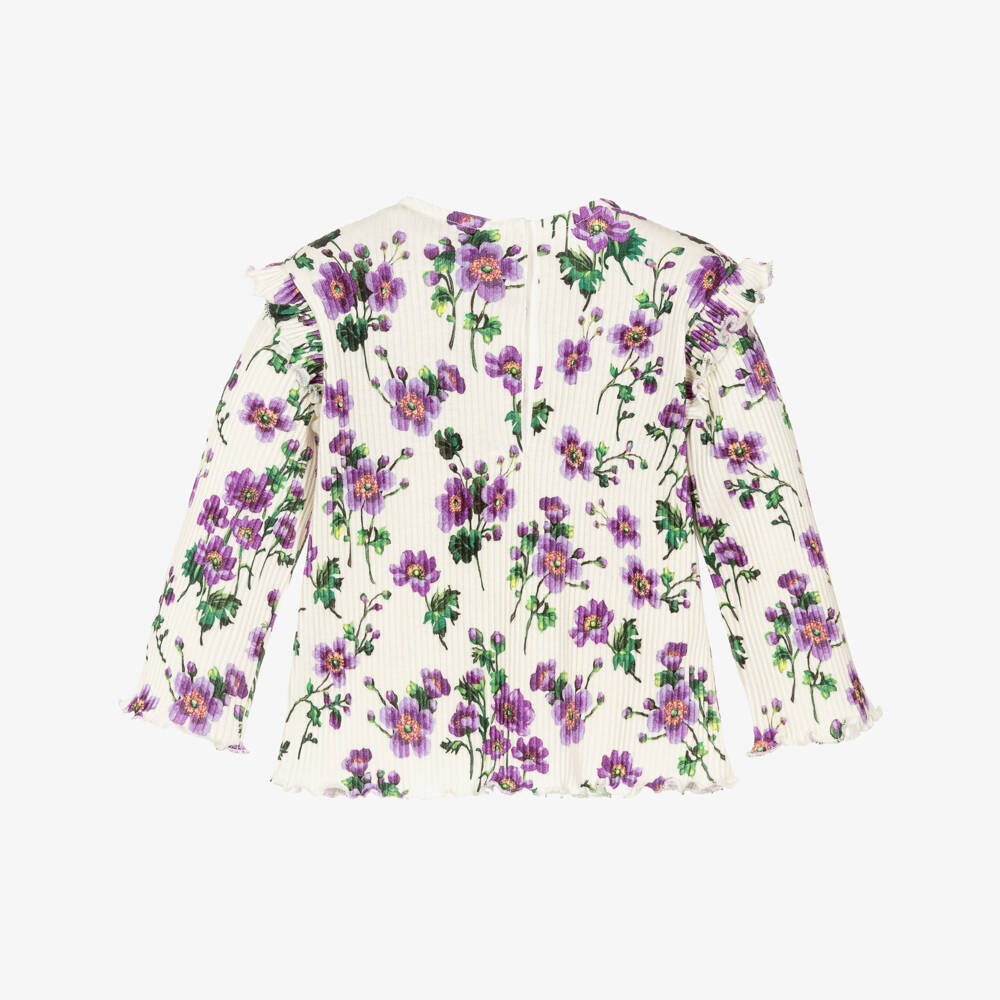 Dolce & Gabbana-Girls Floral Long-Sleeve Pink Top | Childrensalon Outlet