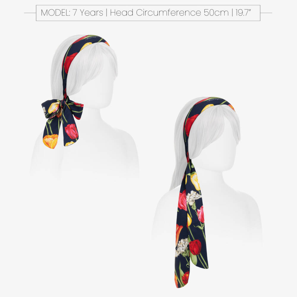 Dolce & Gabbana-Girls Floral Navy Hairband | Childrensalon Outlet