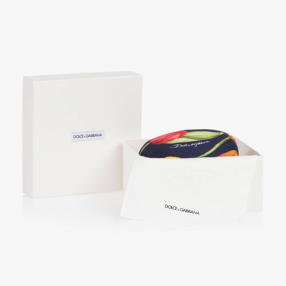 Dolce & Gabbana-Girls Floral Navy Hairband | Childrensalon Outlet