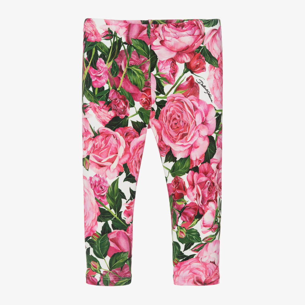 Dolce & Gabbana-Girls Floral Pink Jersey Leggings | Childrensalon Outlet