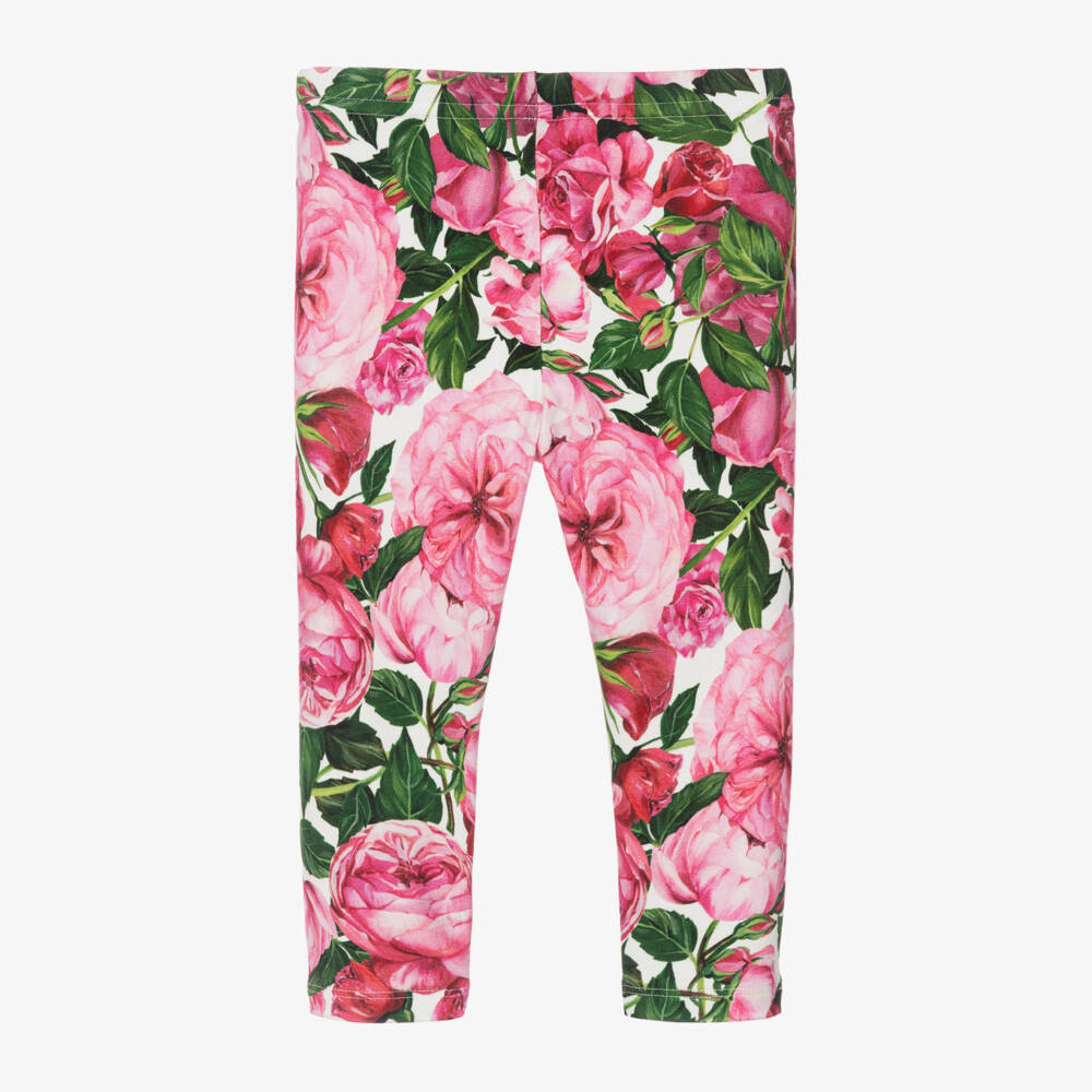 Dolce & Gabbana-Girls Floral Pink Jersey Leggings | Childrensalon Outlet