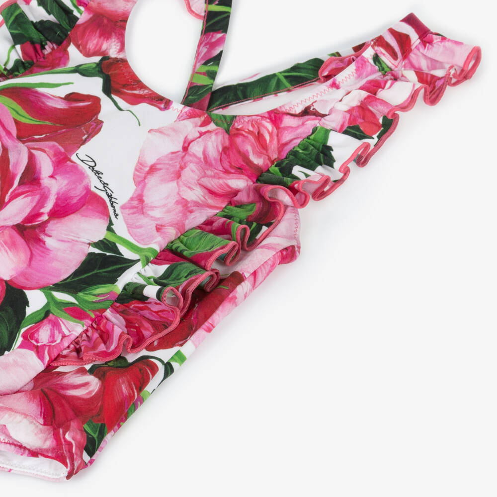 Dolce & Gabbana-Girls Floral Pink Swimwear | Childrensalon Outlet
