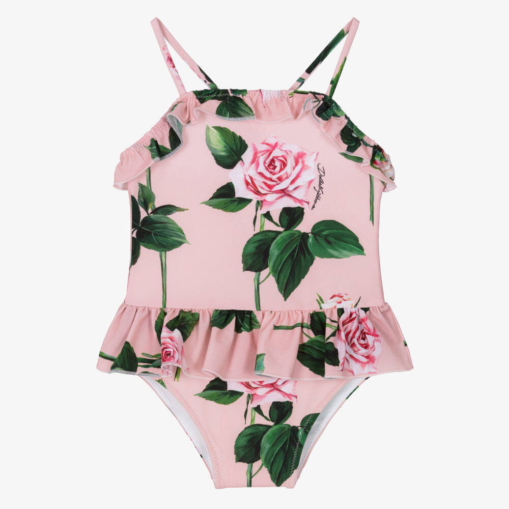 Dolce & Gabbana-Girls Floral Pink Swimwear Delight | Childrensalon Outlet