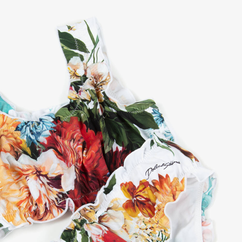 Dolce & Gabbana-Girls Floral Ruffle Bikini | Childrensalon Outlet