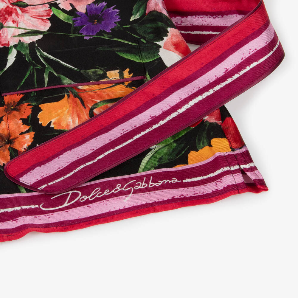 Dolce & Gabbana-بلوزة حرير لون زهري وأسود | Childrensalon Outlet