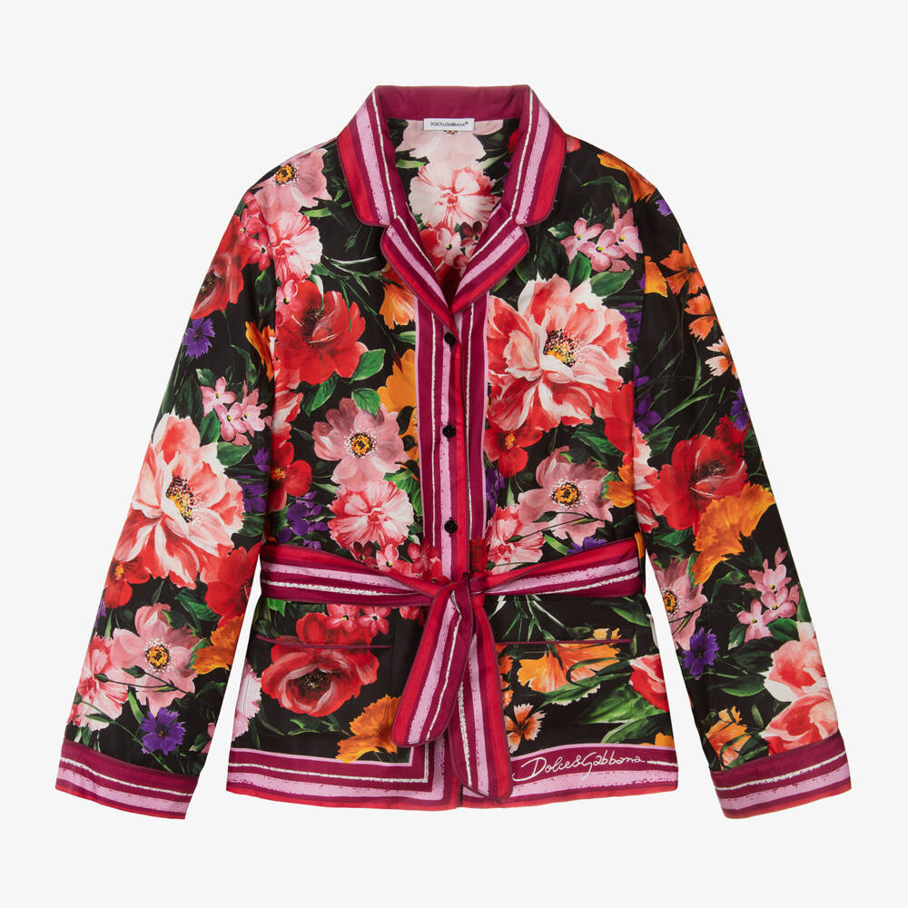 Dolce & Gabbana-بلوزة حرير لون زهري وأسود | Childrensalon Outlet