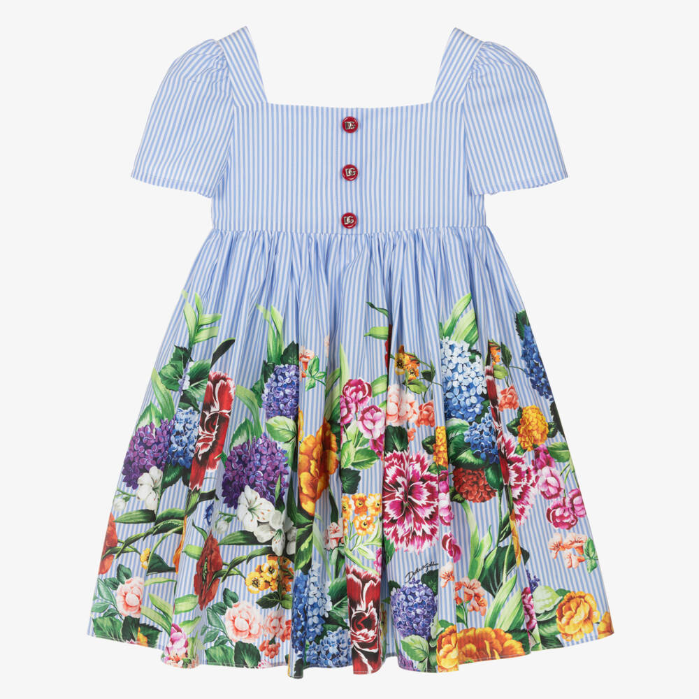 Dolce & Gabbana-فستان الأناقة المخطط بالزهور للبنات | Childrensalon Outlet