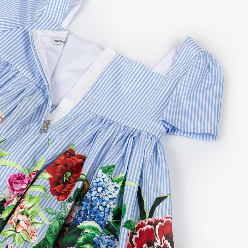 Dolce & Gabbana-Girls Floral Stripe Elegance Dress | Childrensalon Outlet