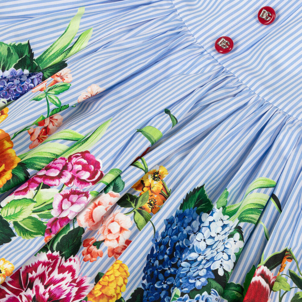 Dolce & Gabbana-Girls Floral Stripe Elegance Dress | Childrensalon Outlet