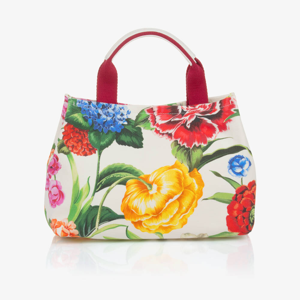 Dolce & Gabbana-Girls Floral White Canvas Tote | Childrensalon Outlet
