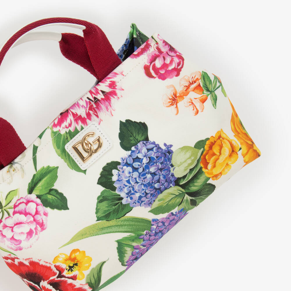 Dolce & Gabbana-Girls Floral White Canvas Tote | Childrensalon Outlet