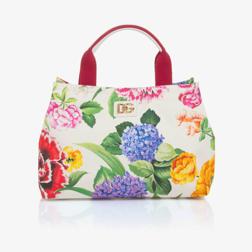 Dolce & Gabbana-Girls Floral White Canvas Tote | Childrensalon Outlet