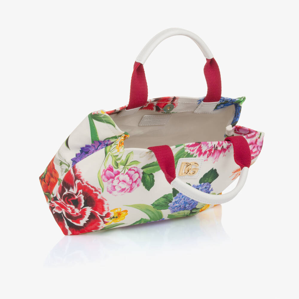 Dolce & Gabbana-Girls Floral White Canvas Tote | Childrensalon Outlet