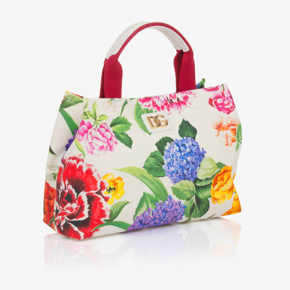 Dolce & Gabbana-Girls Floral White Canvas Tote | Childrensalon Outlet
