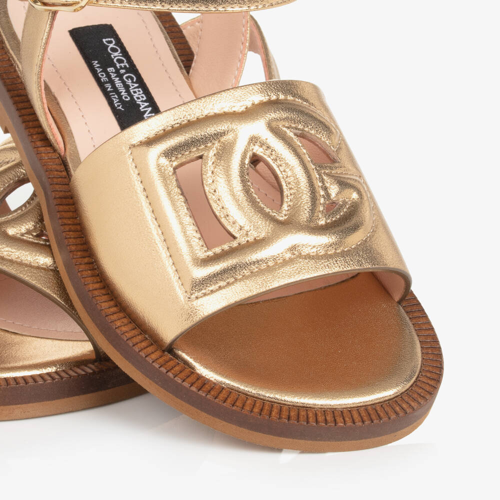Dolce & Gabbana-Girls Gleaming Leather Buckle Sandals | Childrensalon Outlet