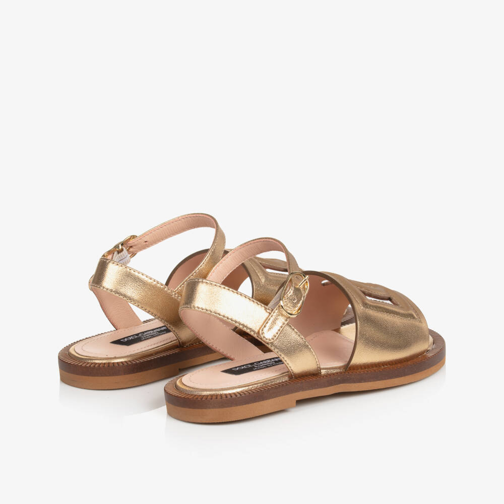 Dolce & Gabbana-Girls Gleaming Leather Buckle Sandals | Childrensalon Outlet