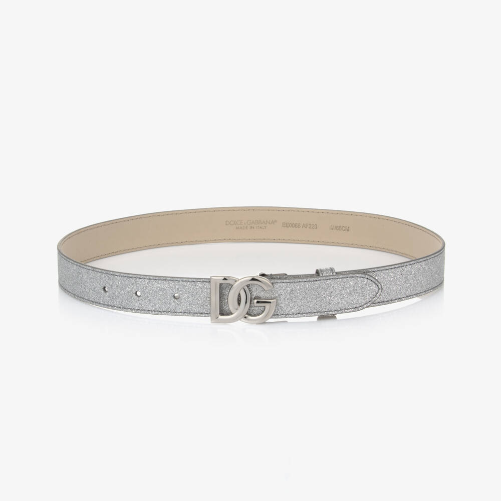 Dolce & Gabbana-Girls Glittery Silver Buckle Belt | Childrensalon Outlet