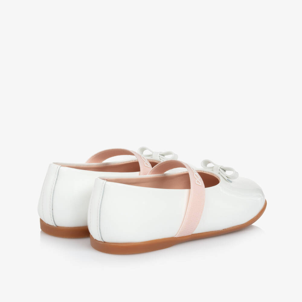 Dolce & Gabbana-Girls Glossy White Ballerina Shoes | Childrensalon Outlet