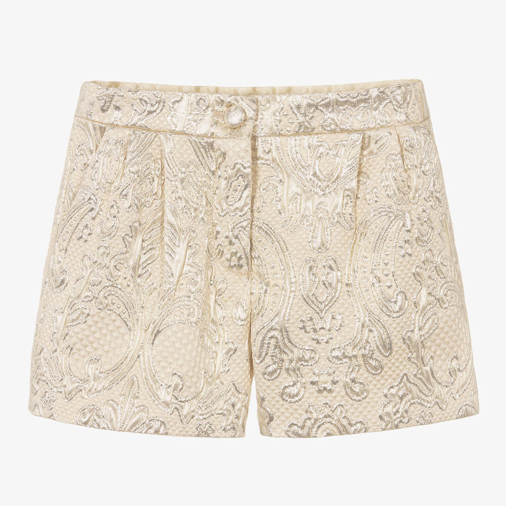 Dolce & Gabbana - Girls Gold Brocade Shorts  | Childrensalon