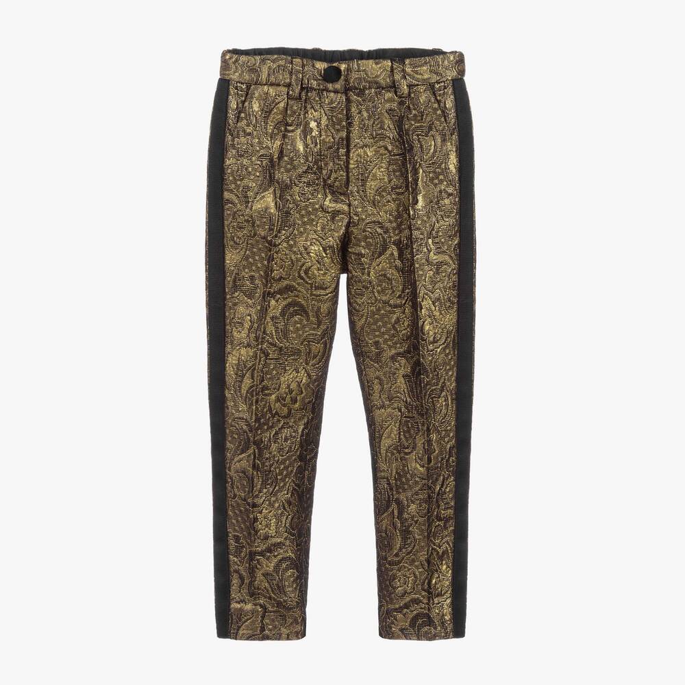 Girls Gold Brocade Trousers