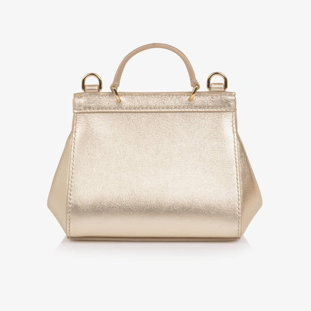 Dolce & Gabbana-Girls Gold Leather Rhinestone Handbag (17cm) | Childrensalon Outlet