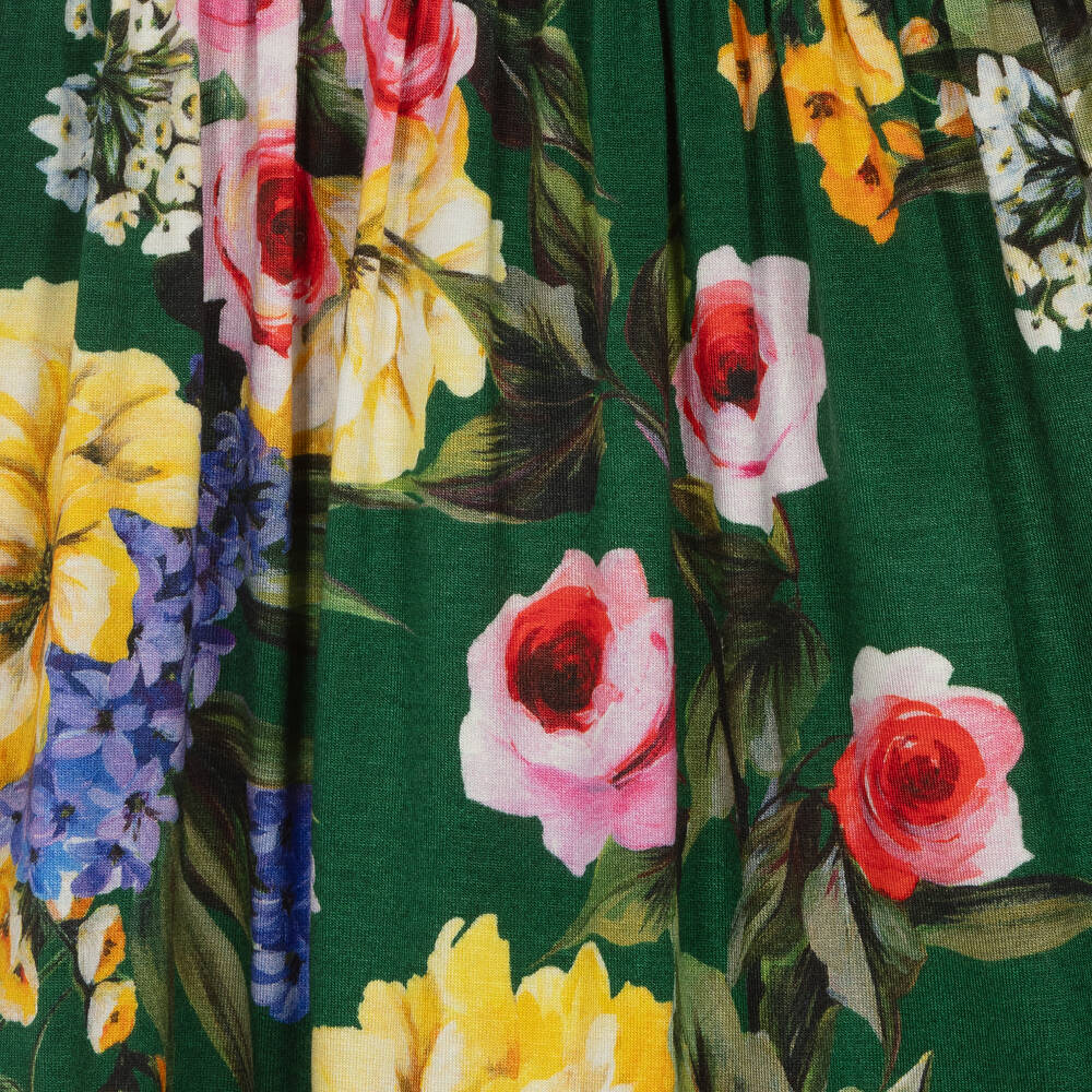 Dolce & Gabbana - Girls Green Floral Jersey Dress | Childrensalon Outlet