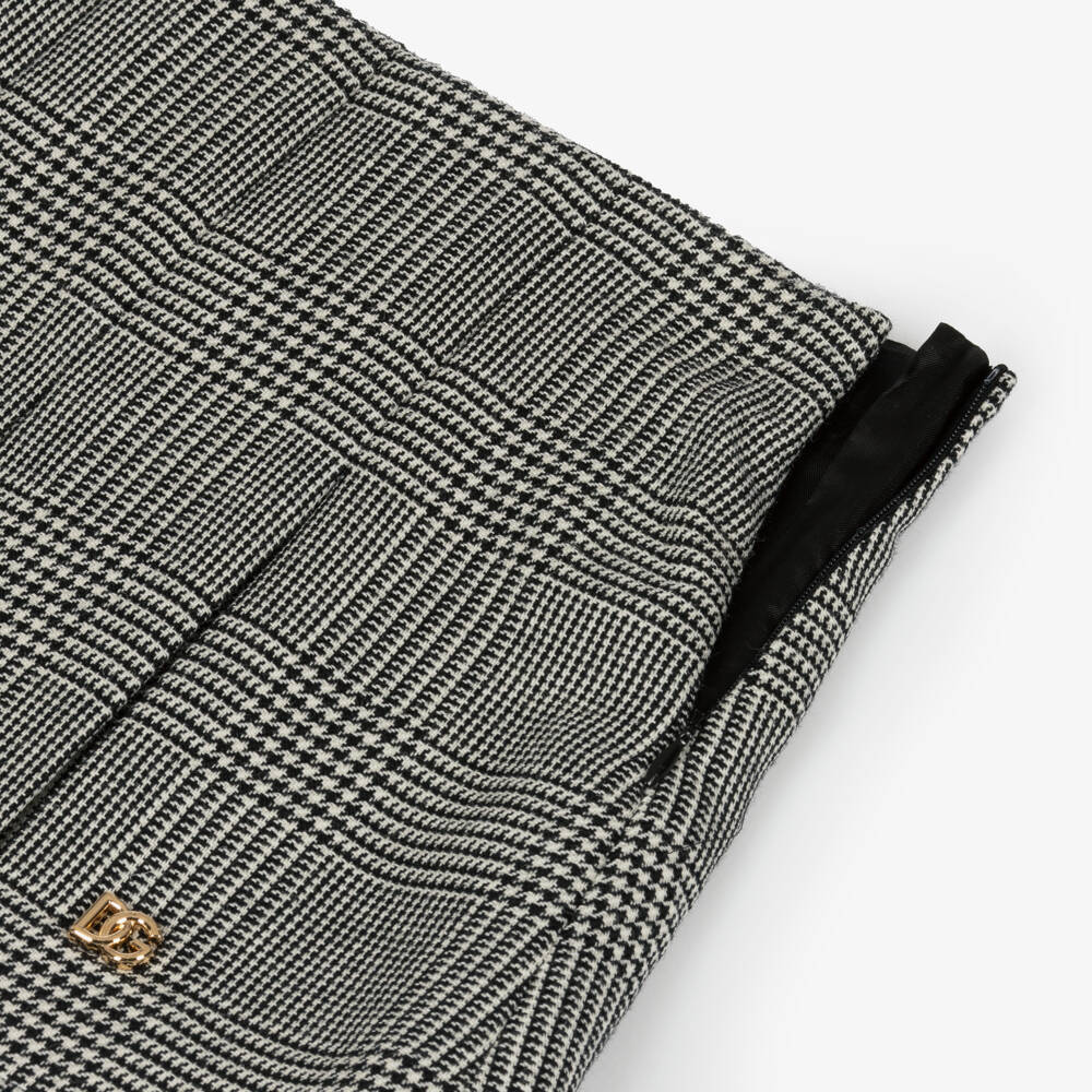 Dolce & Gabbana-Girls Grey Check Wool Skirt | Childrensalon Outlet