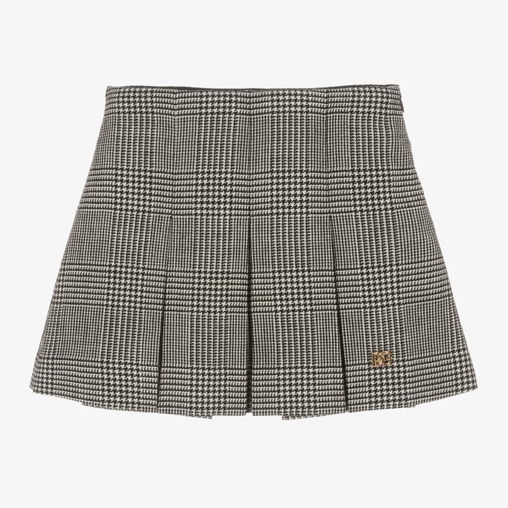 Dolce & Gabbana-Girls Grey Check Wool Skirt | Childrensalon Outlet