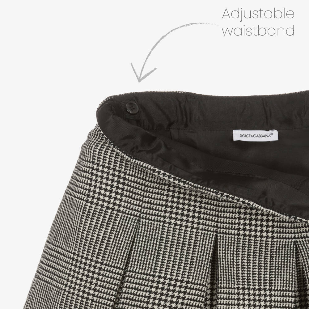 Dolce & Gabbana-Girls Grey Check Wool Skirt | Childrensalon Outlet