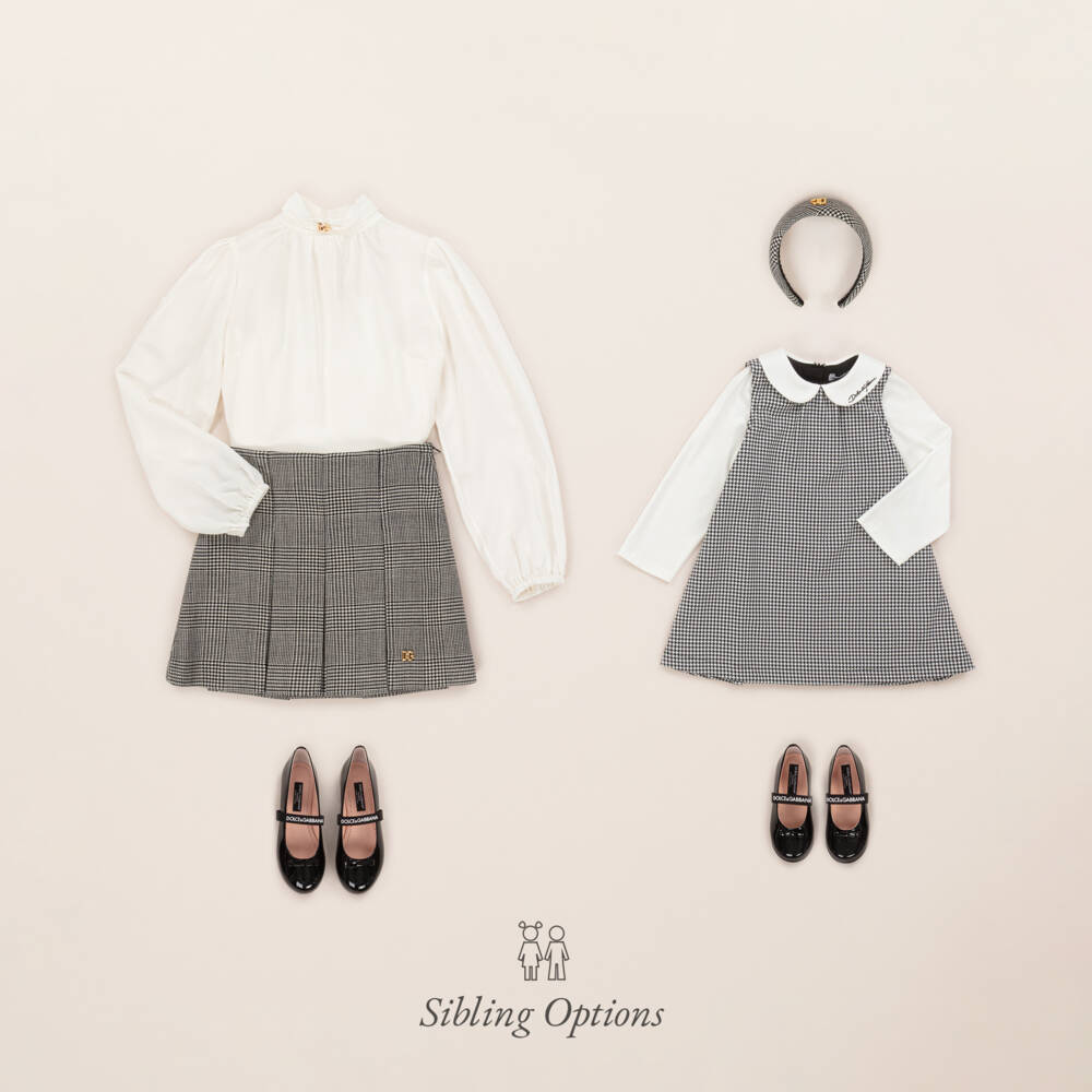 Dolce & Gabbana-Girls Grey Check Wool Skirt | Childrensalon Outlet