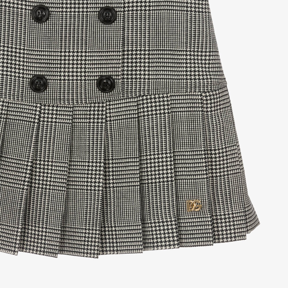 Dolce & Gabbana-Girls Grey Wool Check Dress | Childrensalon Outlet