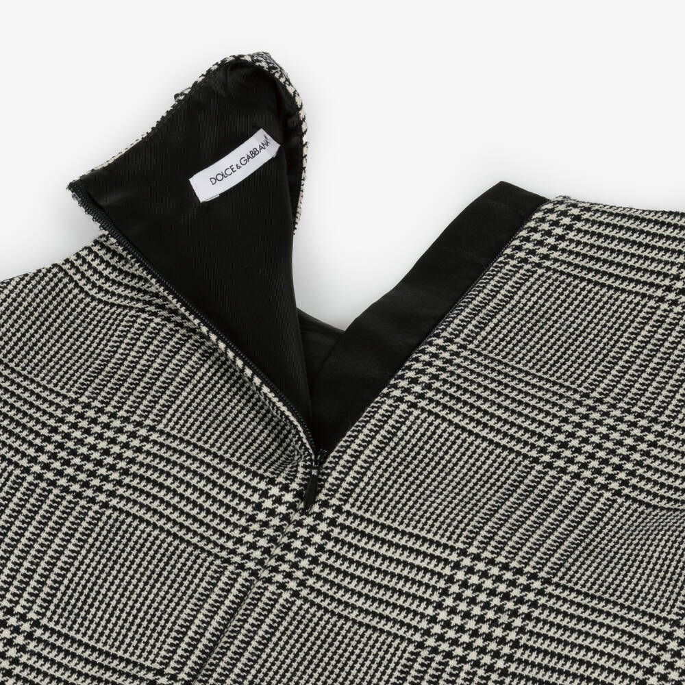 Dolce & Gabbana-Girls Grey Wool Check Dress | Childrensalon Outlet