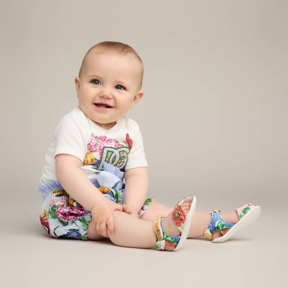 Dolce & Gabbana-Girls Ivory Blossom Logo Tee | Childrensalon Outlet