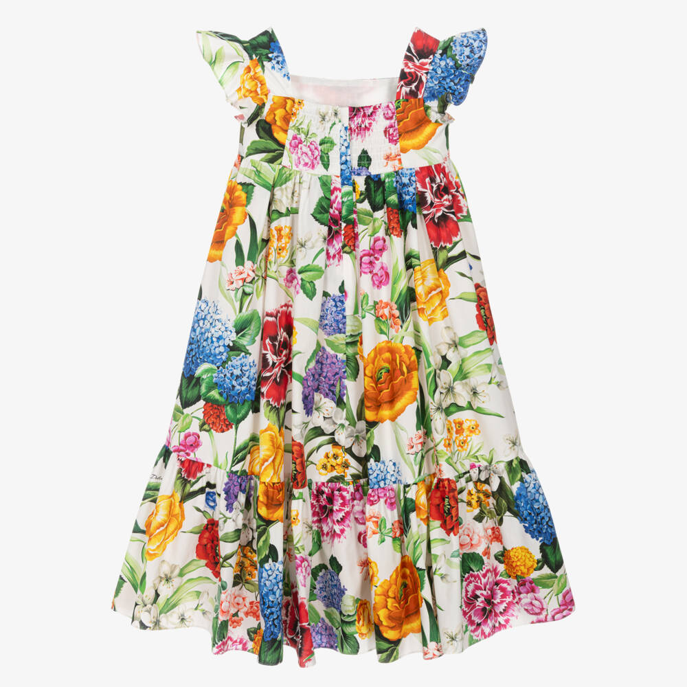 Dolce & Gabbana-Кремовое платье с цветами для девочек | Childrensalon Outlet