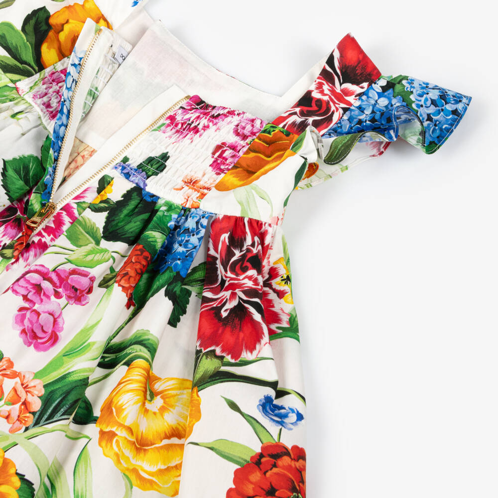 Dolce & Gabbana-Кремовое платье с цветами для девочек | Childrensalon Outlet