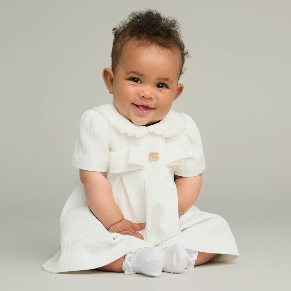 Dolce & Gabbana-Girls' Ivory Bow Elegance Dress | Childrensalon Outlet