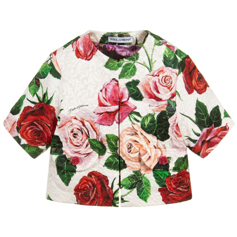 Dolce & Gabbana - Girls Ivory Brocade Jacket | Childrensalon