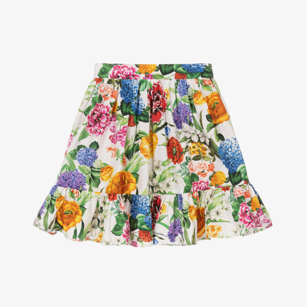 Dolce & Gabbana-Girls Ivory Cotton Blossom Skirt | Childrensalon Outlet