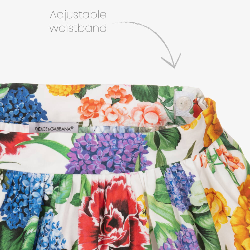 Dolce & Gabbana-Girls Ivory Cotton Blossom Skirt | Childrensalon Outlet