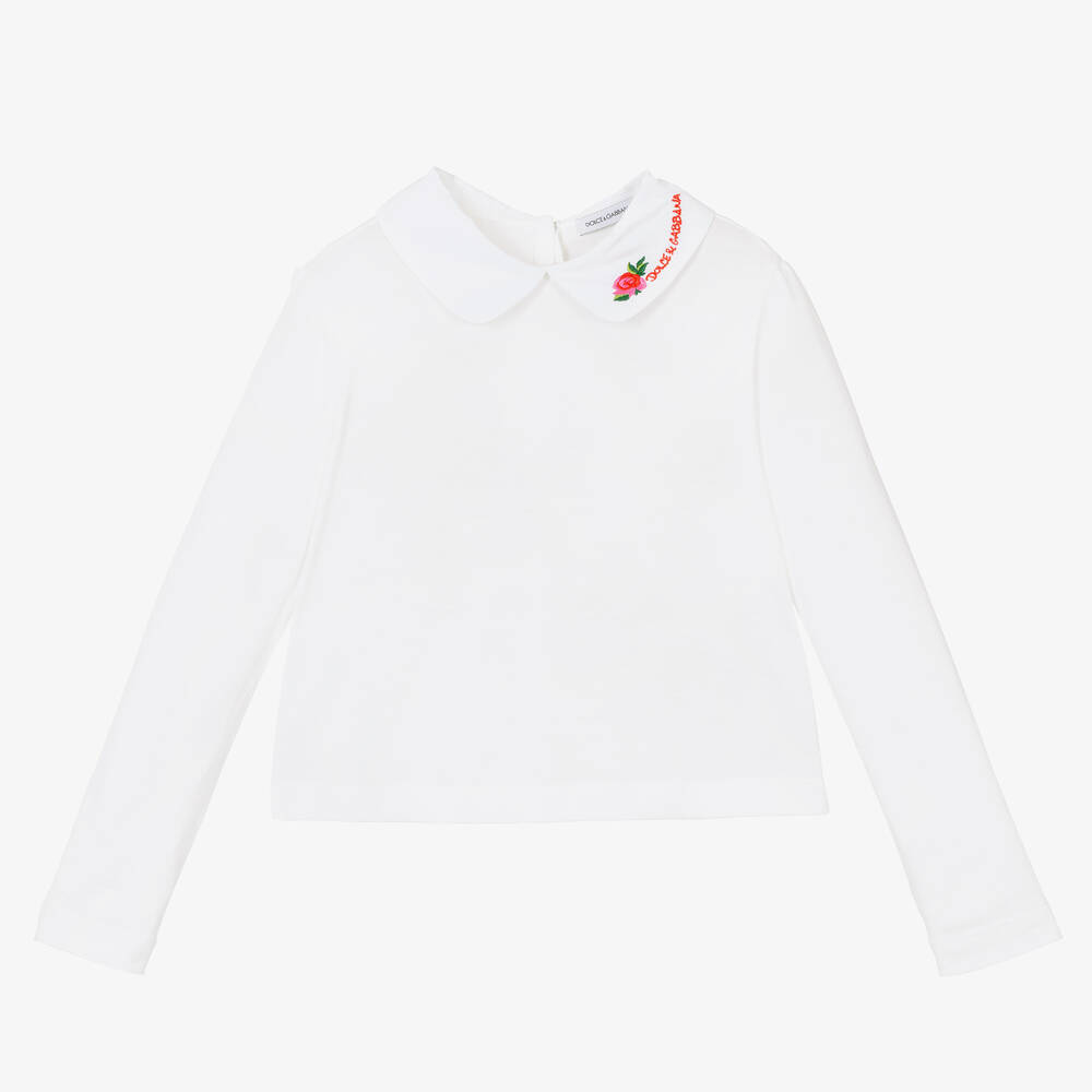 Dolce & Gabbana - Кремовая хлопковая блузка с воротником | Childrensalon