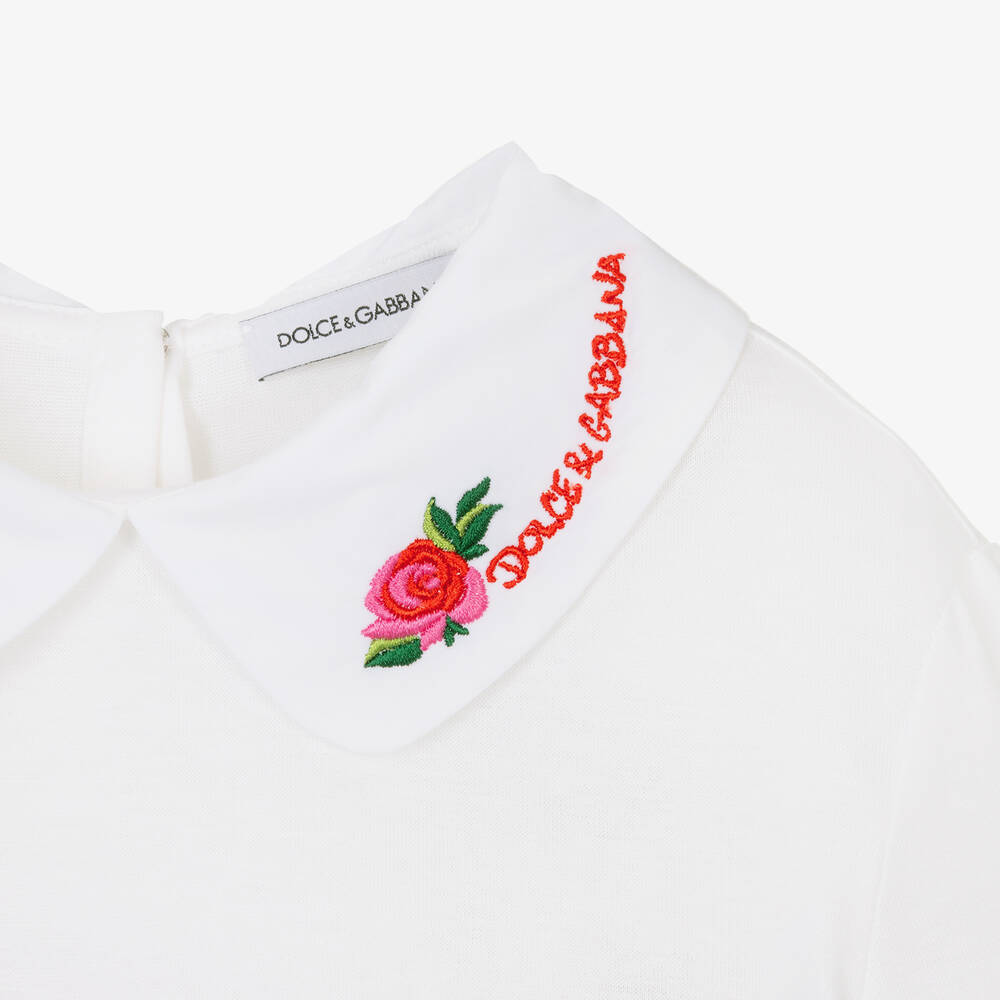 Dolce & Gabbana-Girls Ivory Cotton Collar Top | Childrensalon Outlet