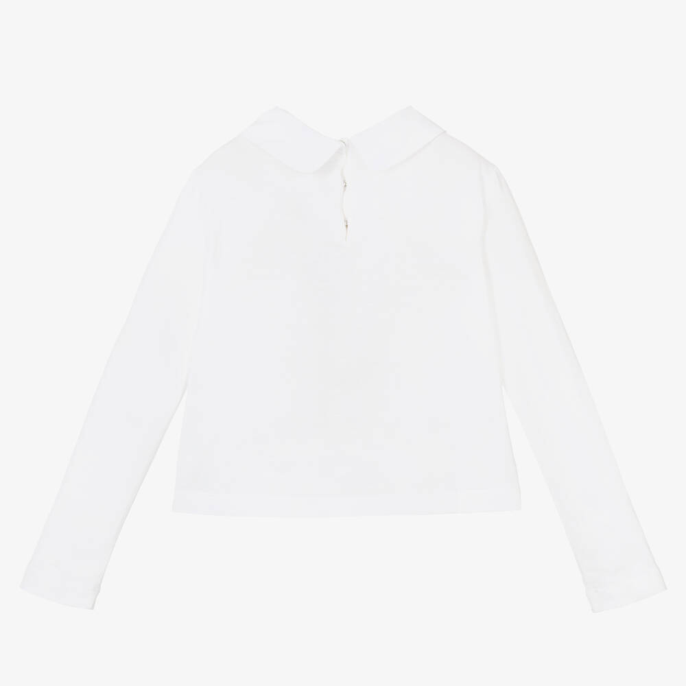 Dolce & Gabbana-Girls Ivory Cotton Collar Top | Childrensalon Outlet